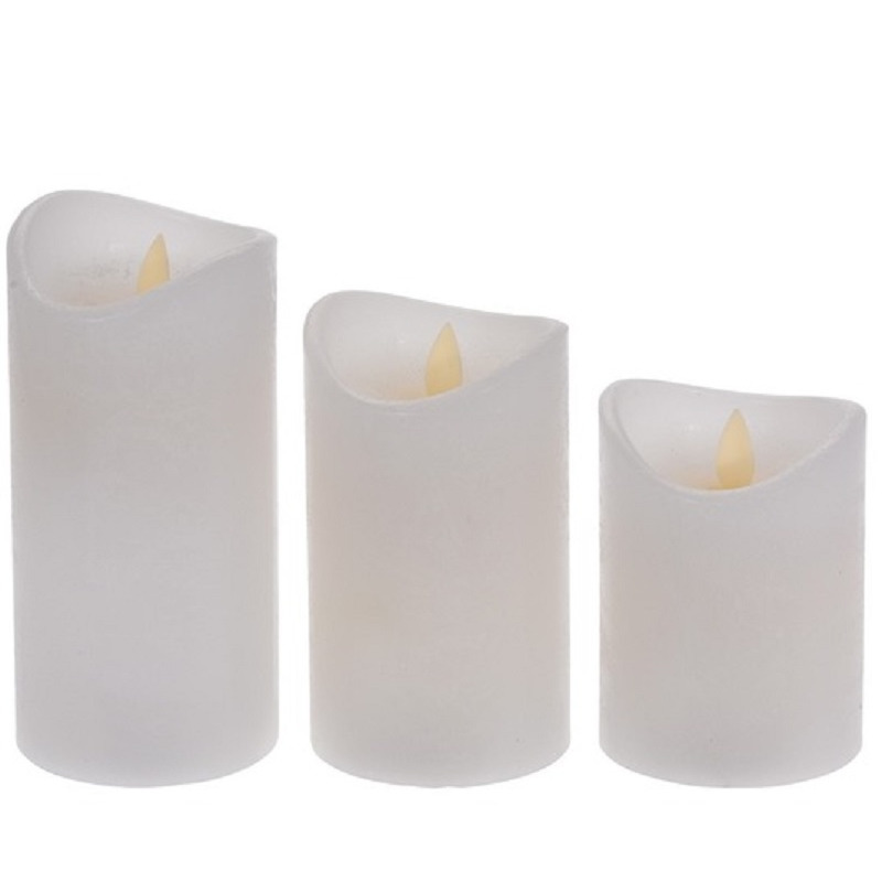 Set van 3 witte elektrische kaarsen met afstandsbediening