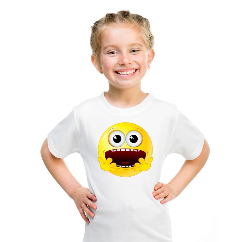 Smiley t-shirt geschrokken wit kinderen