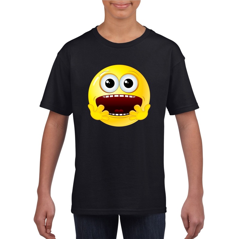 Smiley t-shirt geschrokken zwart kinderen