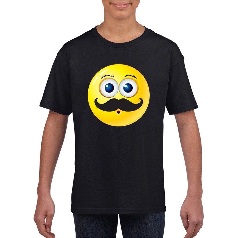 Smiley t-shirt snor zwart kinderen