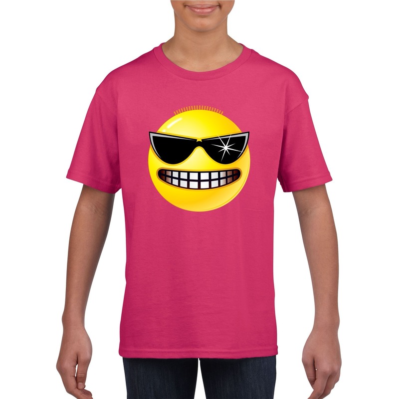 Smiley t-shirt stoer roze kinderen
