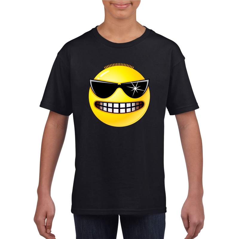 Smiley t-shirt stoer zwart kinderen