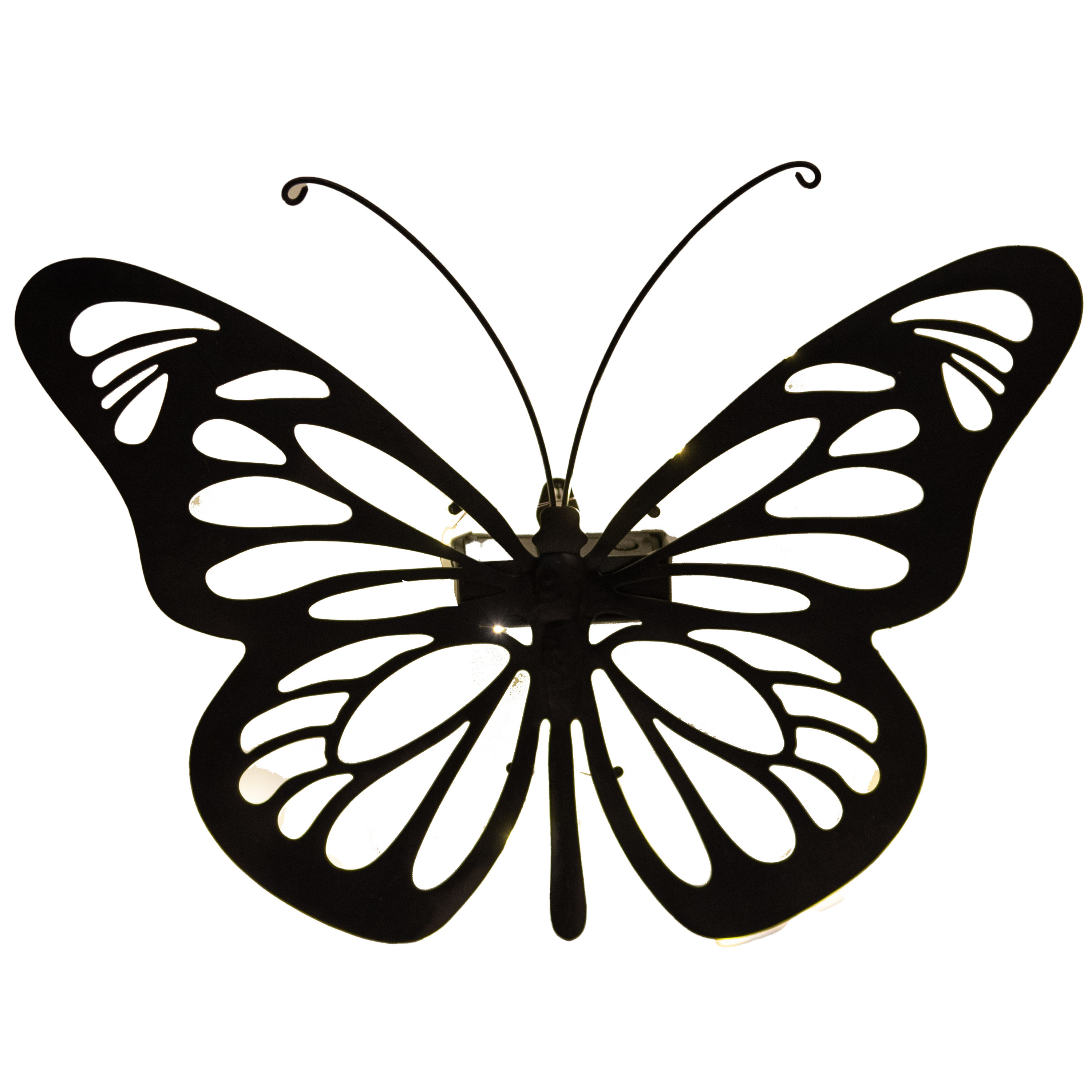 Solar wandlamp vlinder 25 x 35 cm metaal tuinverlichting