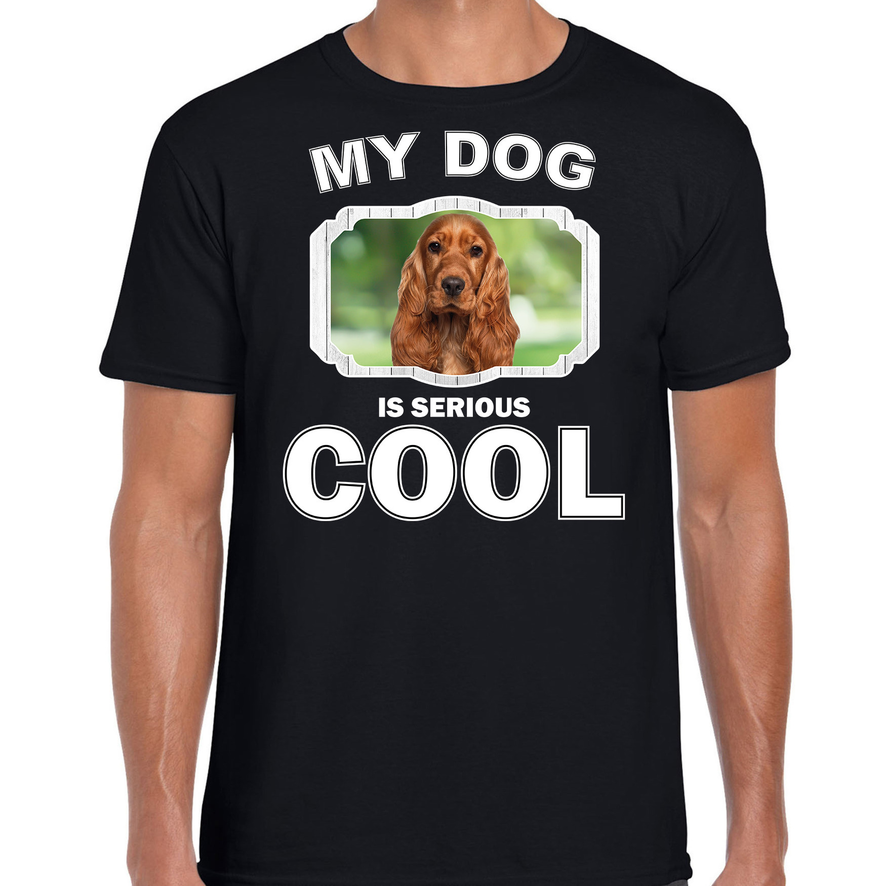 Spaniel honden t-shirt my dog is serious cool zwart voor heren