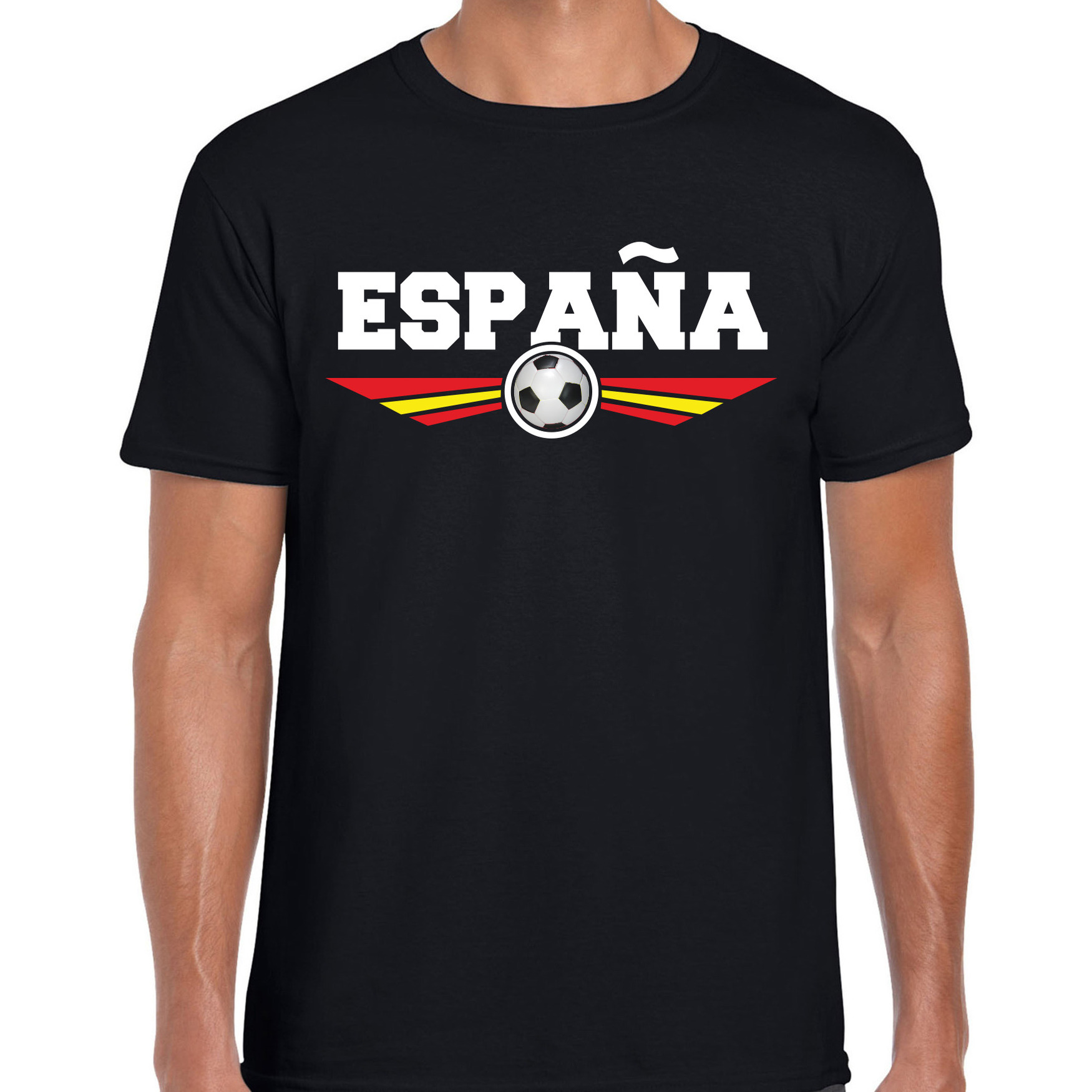 Spanje-Espana landen-voetbal t-shirt zwart heren