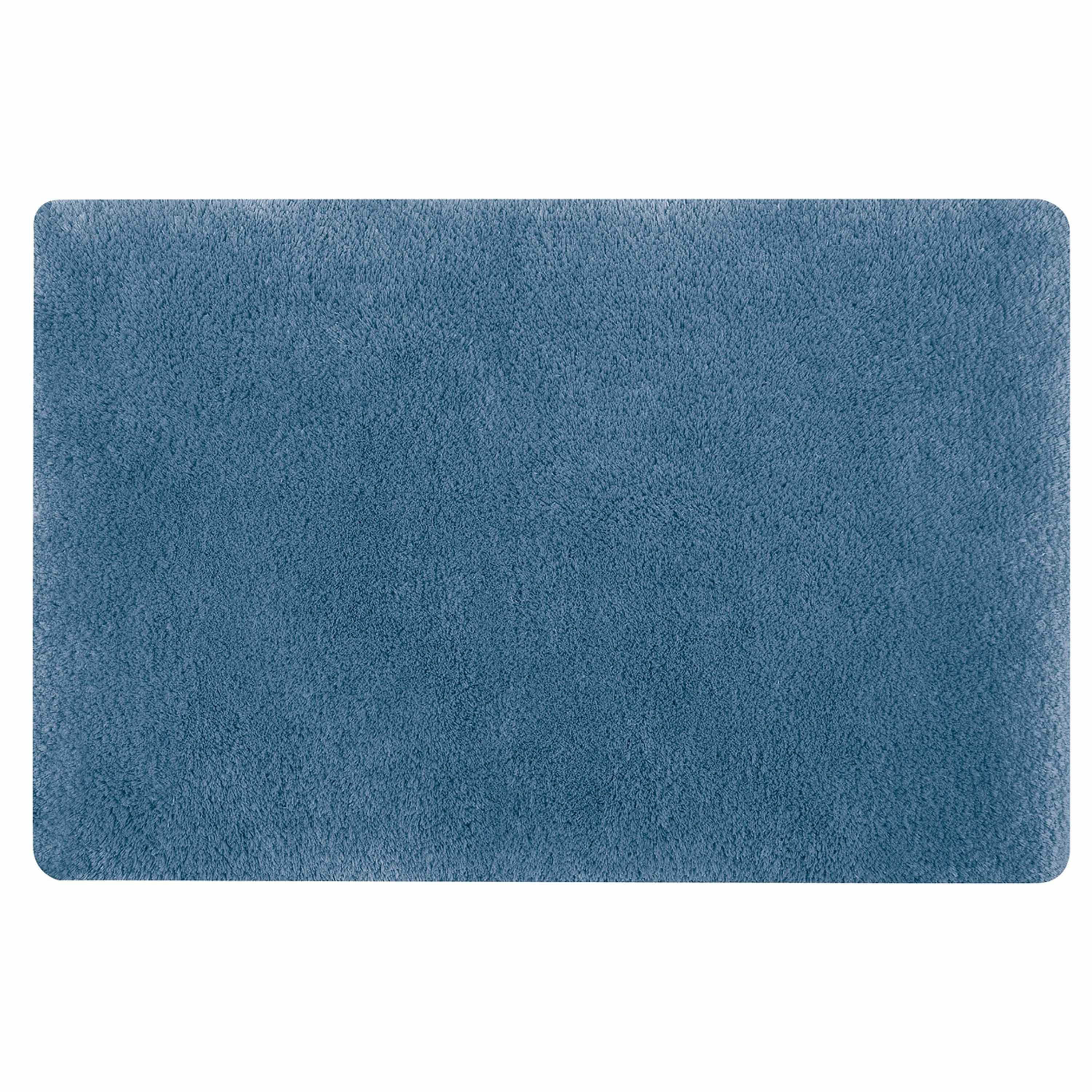 Spirella badkamer vloerkleed-tapijt hoogpolig blauw 40 x 60 cm