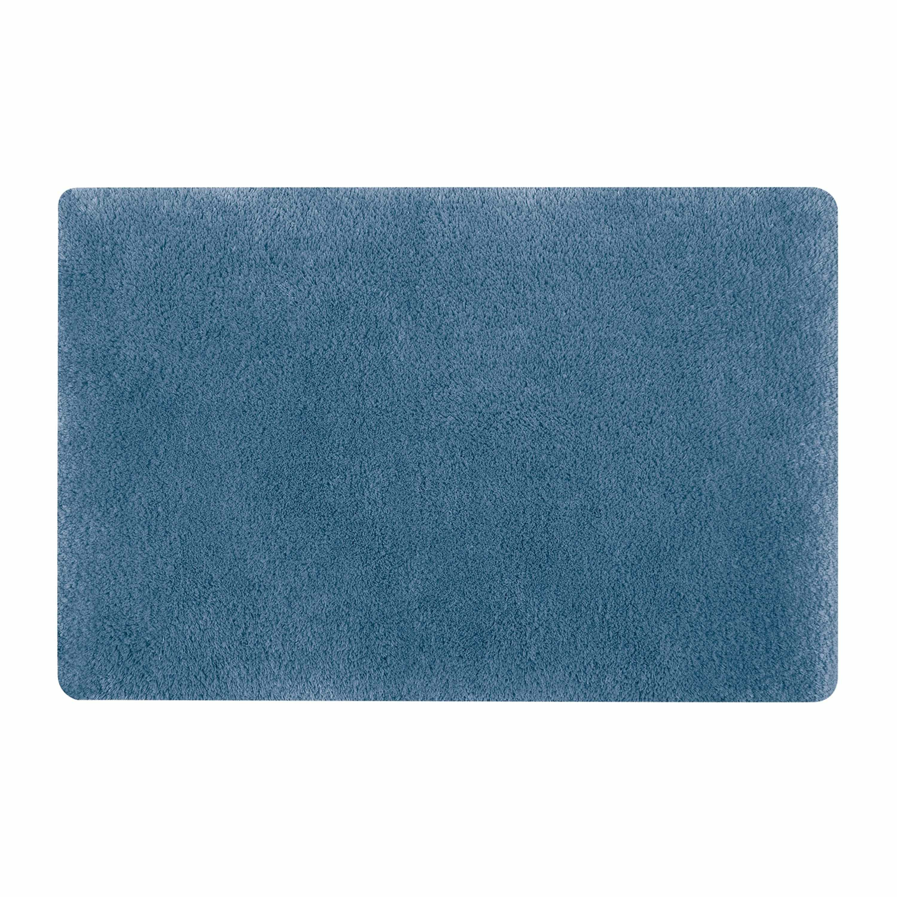 Spirella badkamer vloerkleed-tapijt hoogpolig blauw 50 x 80 cm