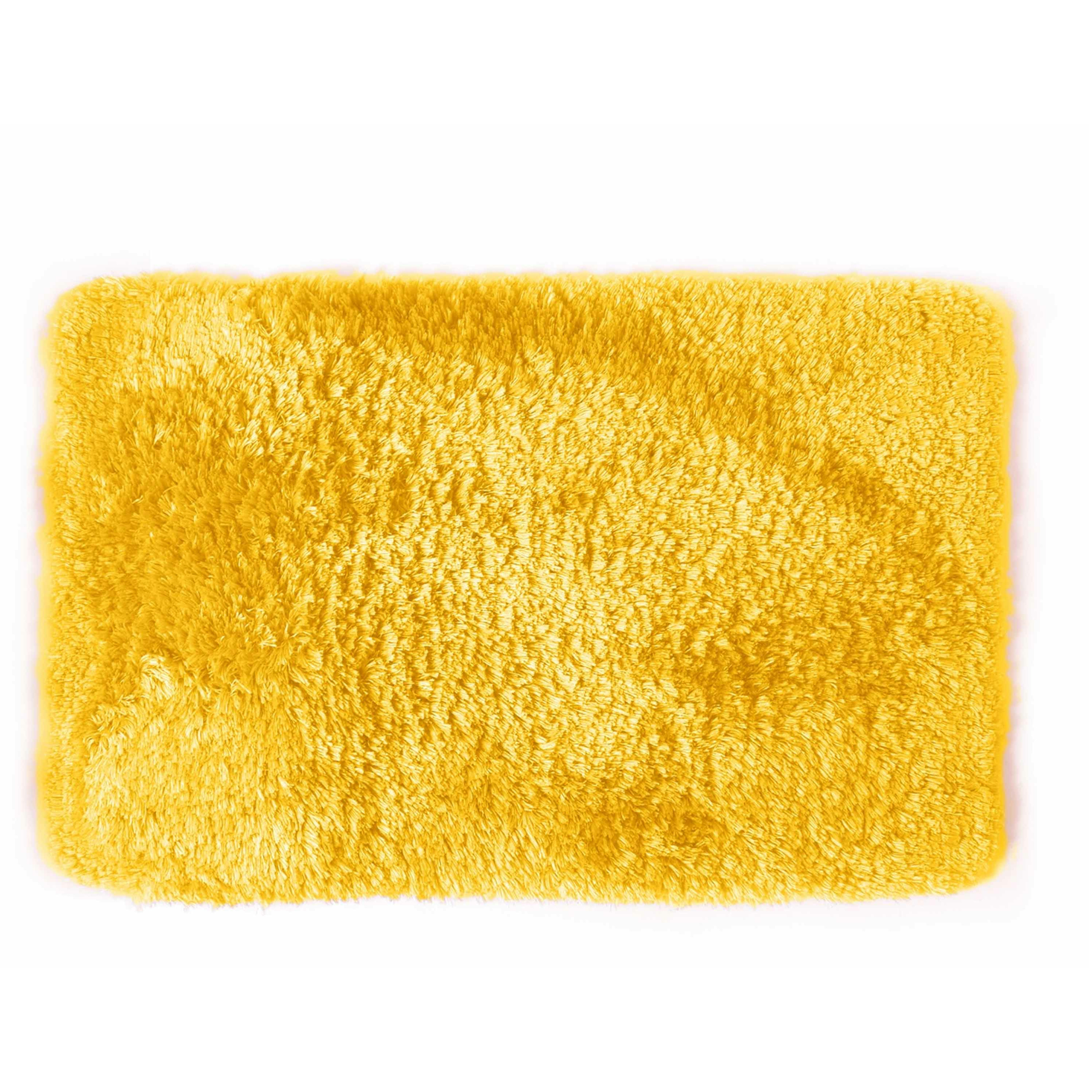 Spirella badkamer vloerkleed-tapijt hoogpolig geel 40 x 60 cm