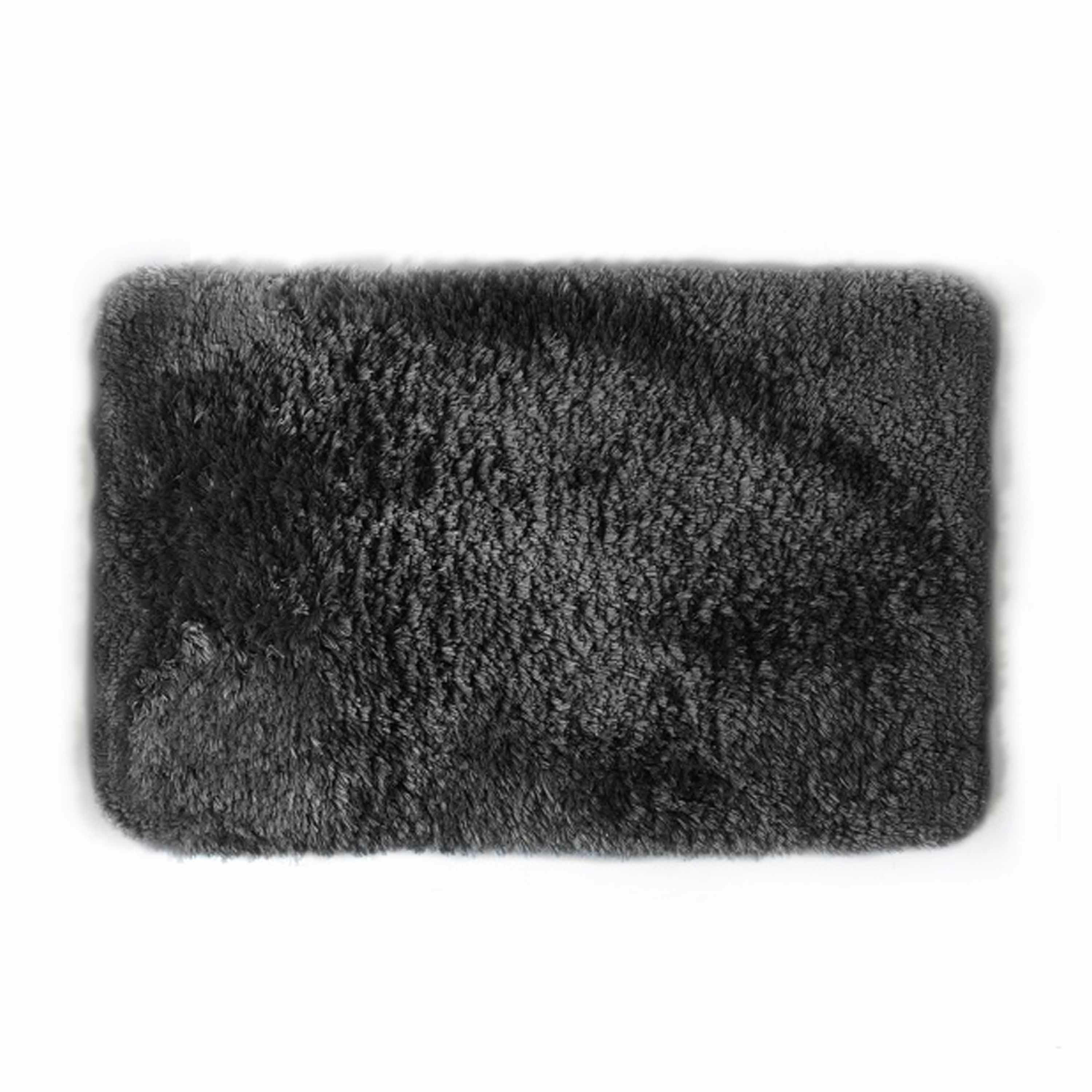 Spirella badkamer vloerkleed-tapijt hoogpolig zwart 40 x 60 cm