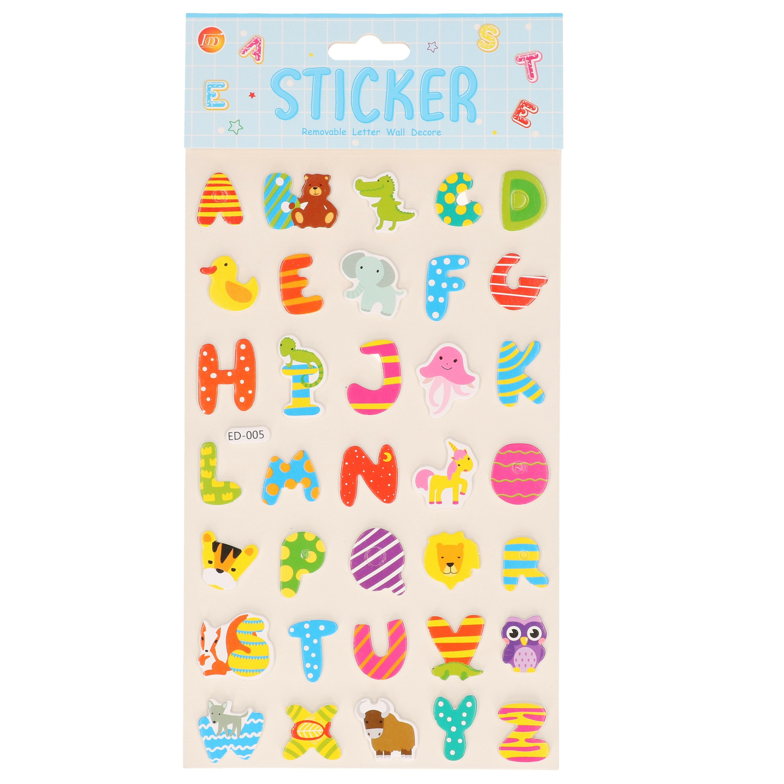 Stickervelletjes 34x sticker letters A-Z gekleurd alfabet