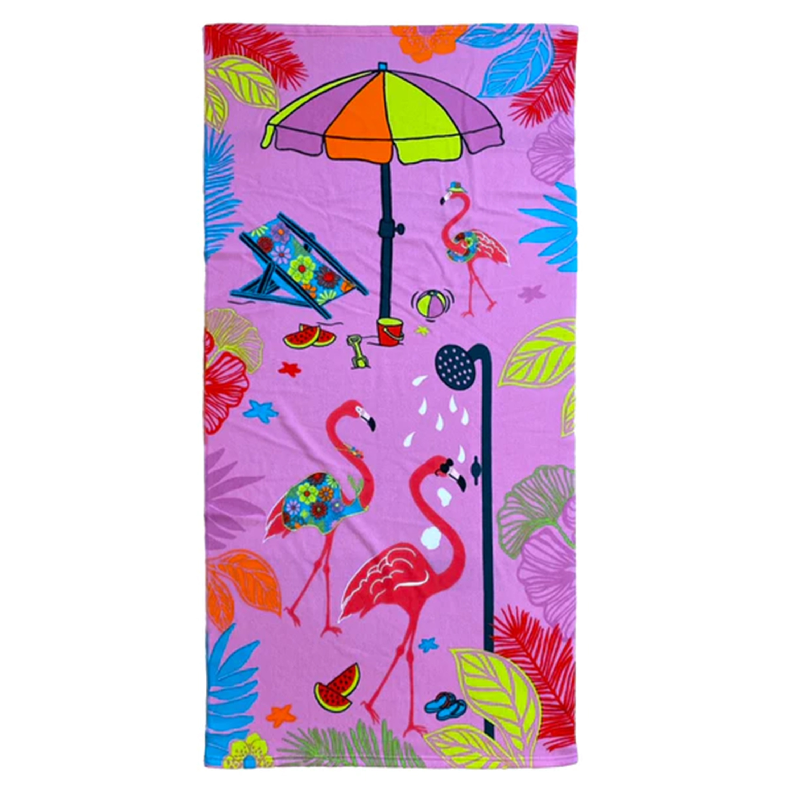 Strand-badlaken voor kinderen flamingo print 70 x 140 cm microvezel