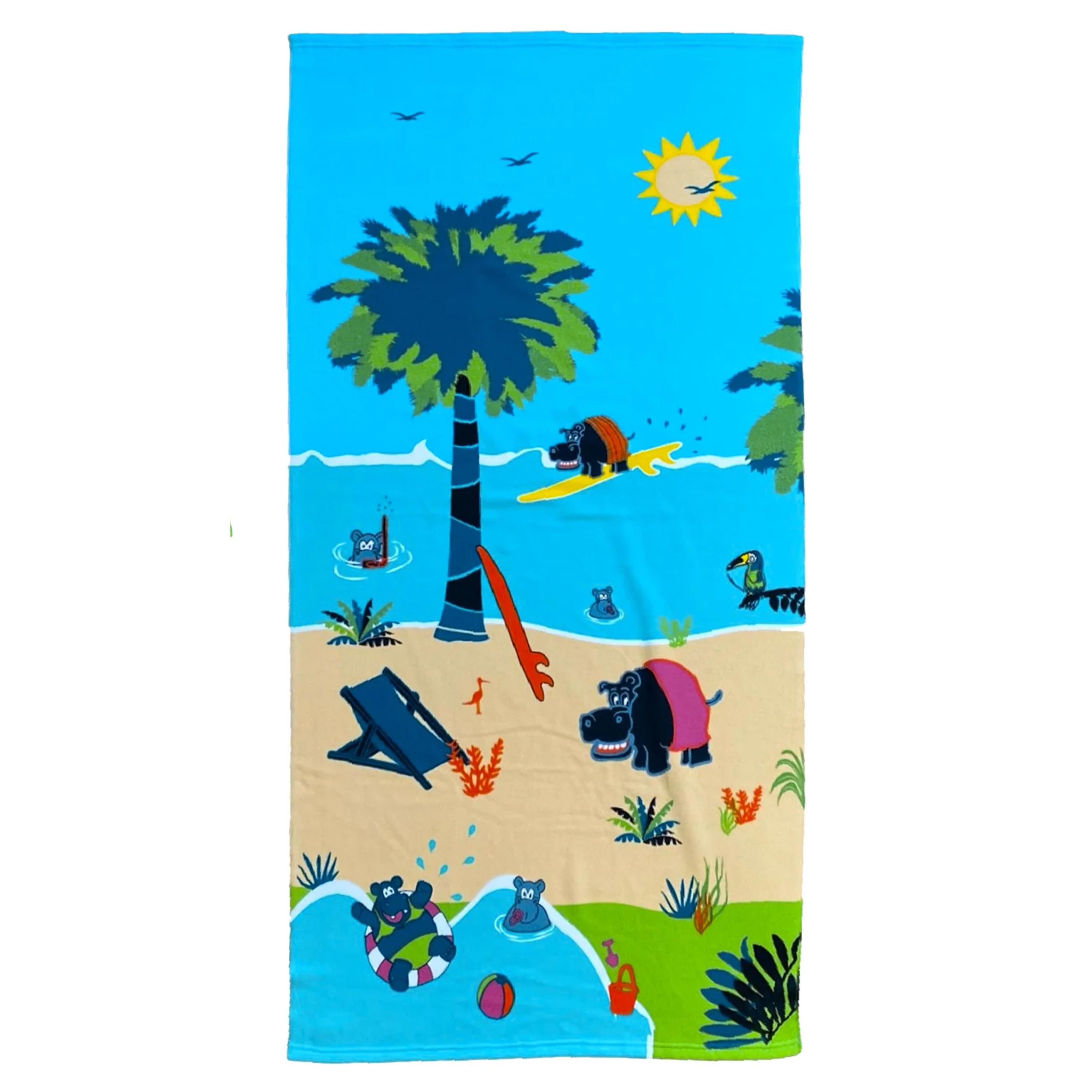 Strand-badlaken voor kinderen nijlpaard print 70 x 140 cm microvezel