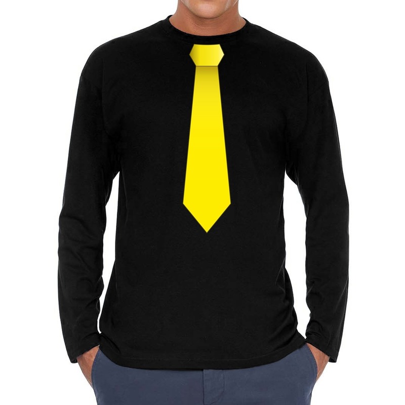 Stropdas geel long sleeve t-shirt zwart voor heren