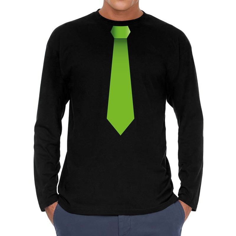 Stropdas groen long sleeve t-shirt zwart voor heren