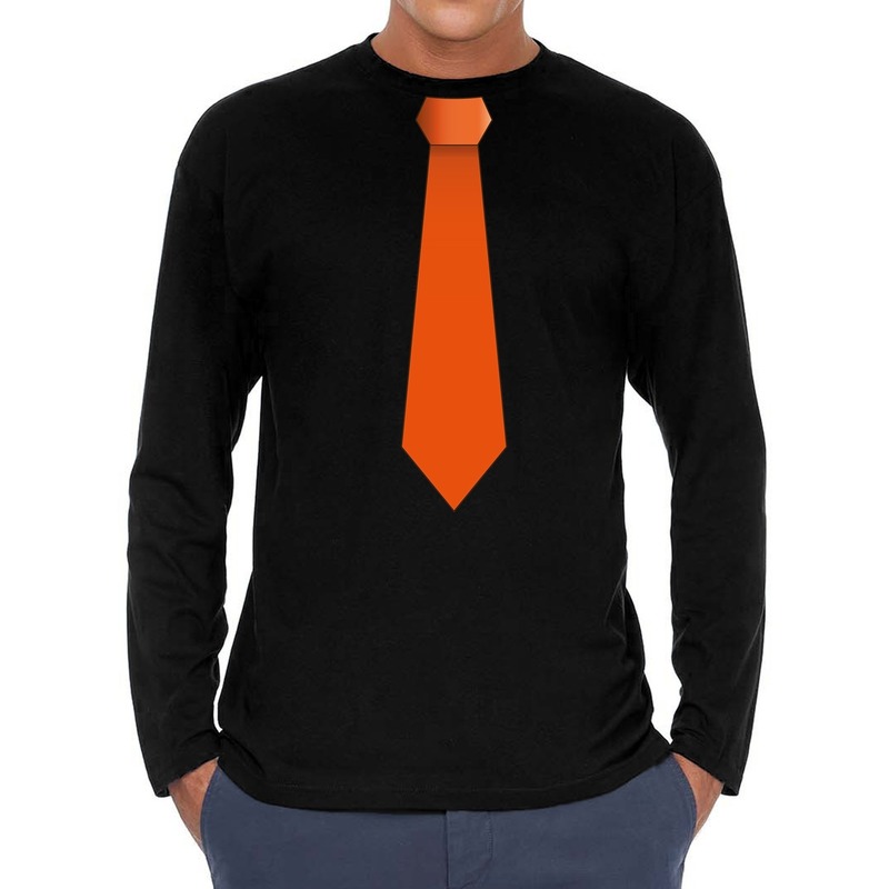 Stropdas oranje long sleeve t-shirt zwart voor heren