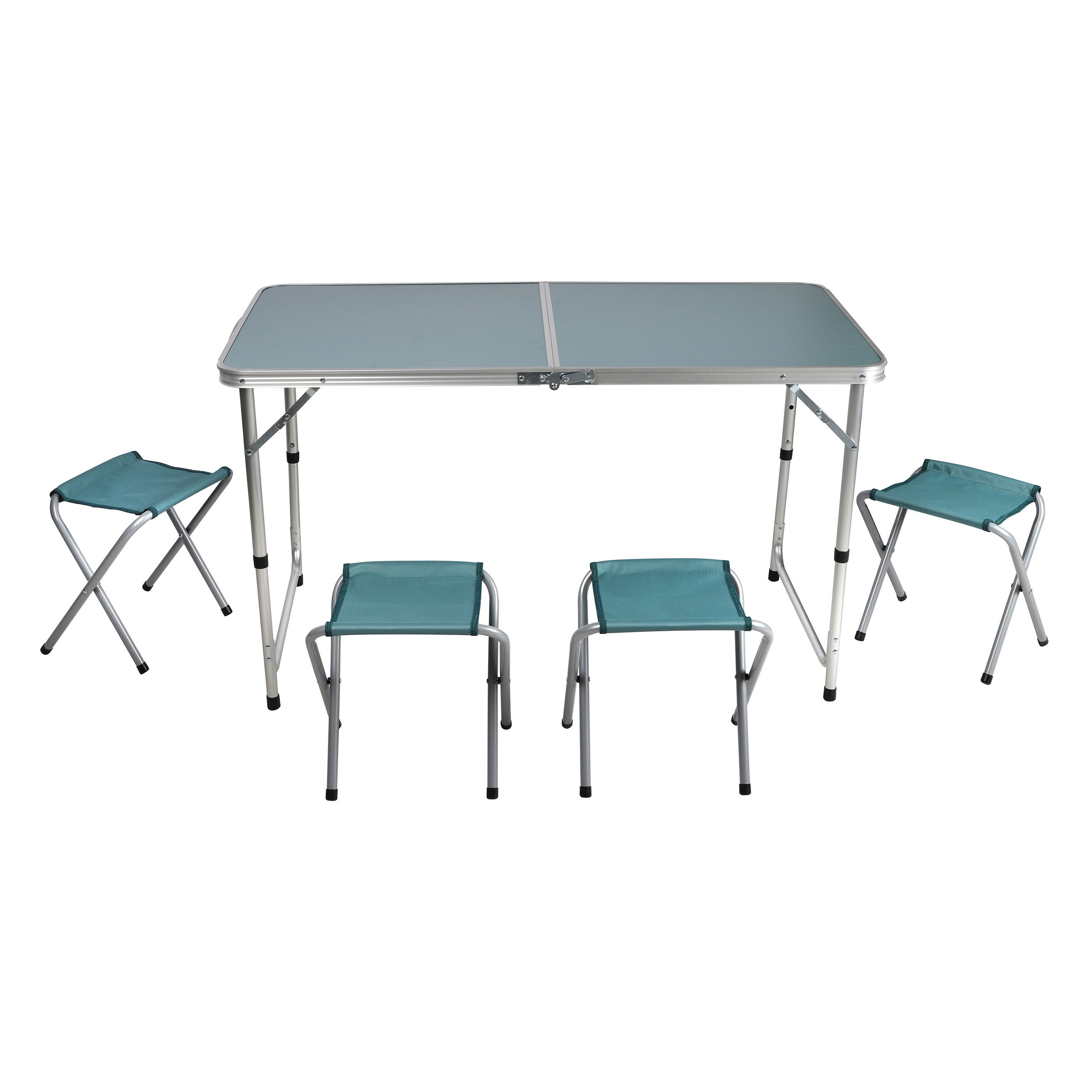 Sunnydays camping tafel-krukjes aluminium opvouwbaar blauw L120 x B60 x H67 cm
