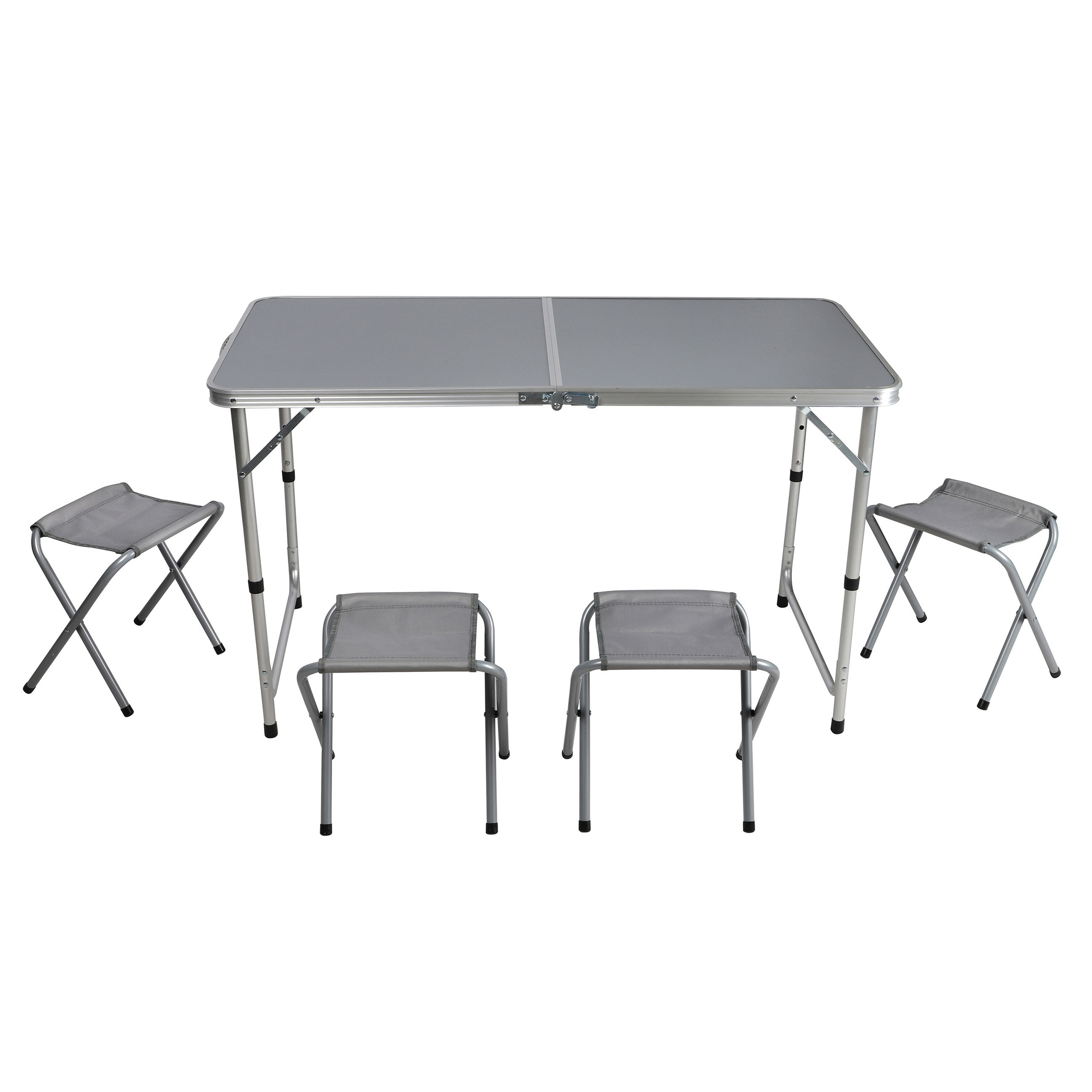 Sunnydays camping tafel-krukjes aluminium opvouwbaar grijs L120 x B60 x H67 cm