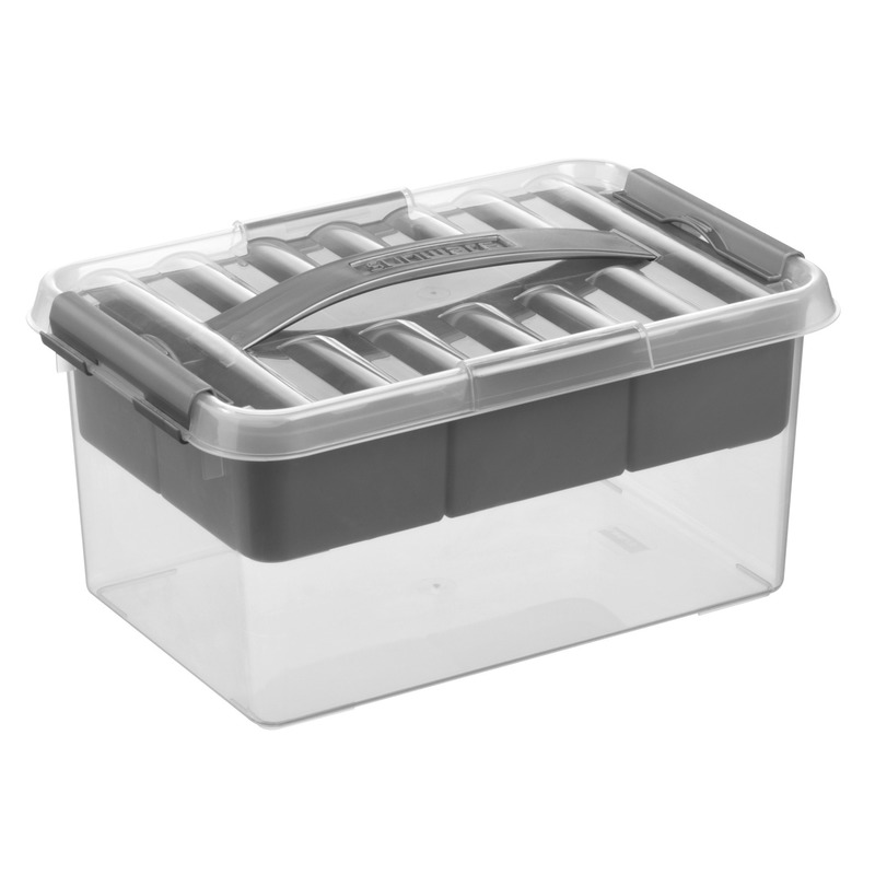 Sunware opbergbox-opbergdoos transparant 6 liter 30 x 20 x 14 cm met vakverdeling