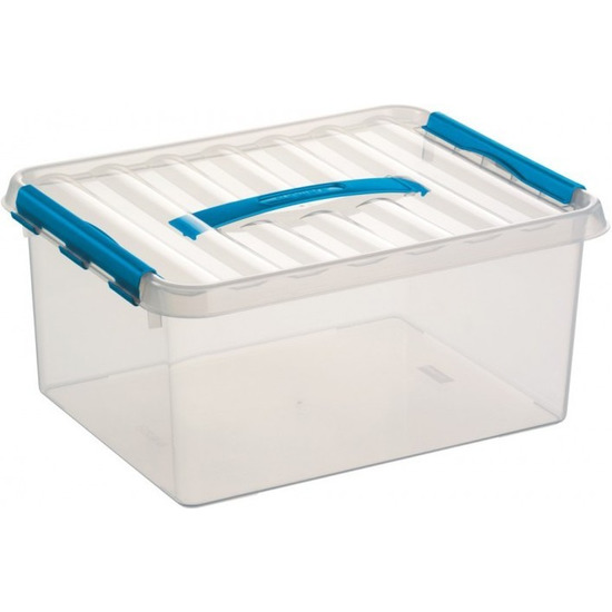 Sunware opbergbox-opbergdoos transparant-blauw 15 liter
