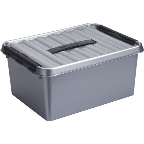 Sunware opbergbox-opbergdoos zilver-zwart 15 liter