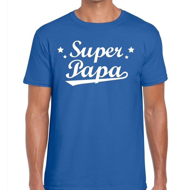 Super papa cadeau t-shirt blauw voor heren