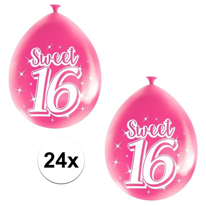 Sweet 16 verjaardag thema ballonnen 24 stuks