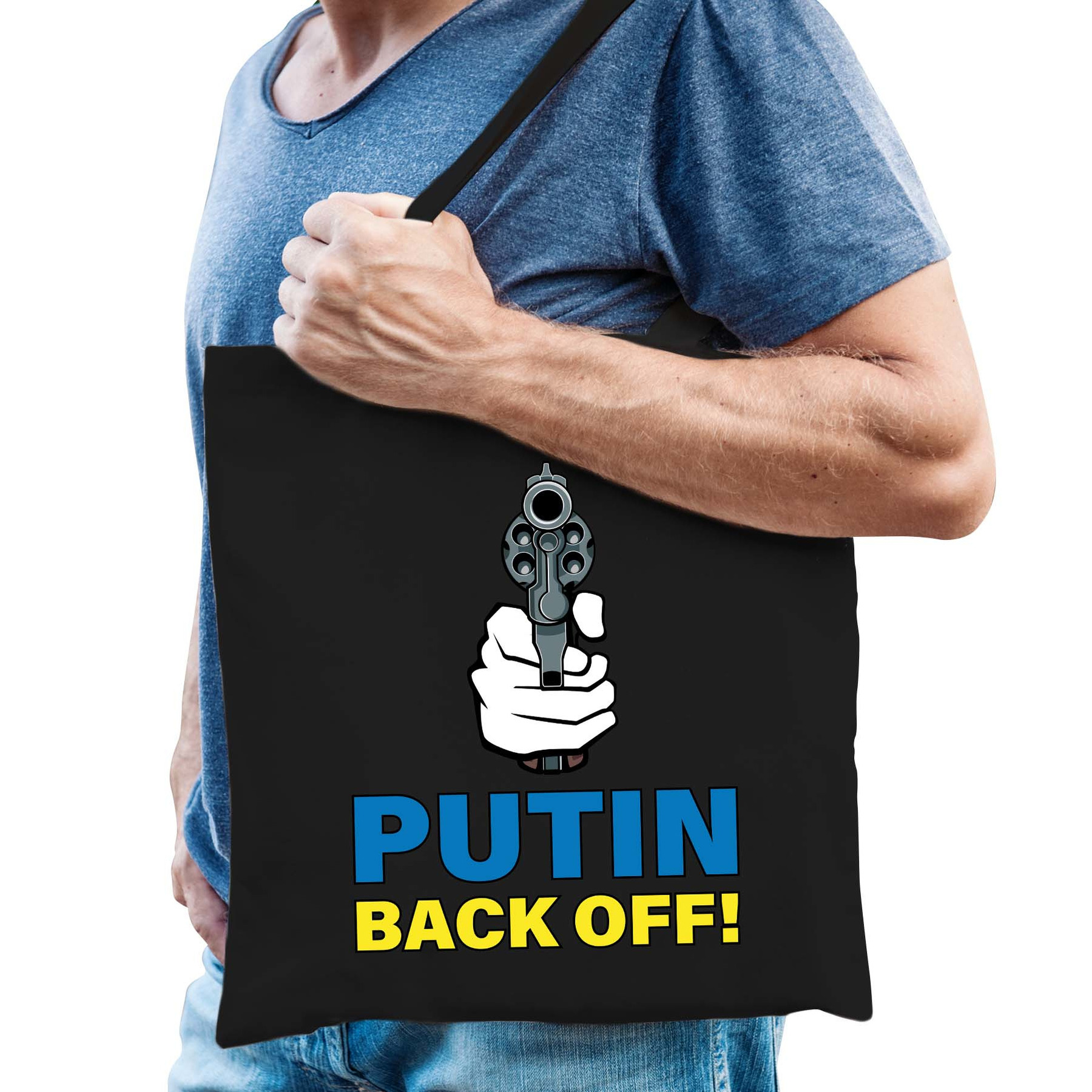 Tas Puttin back off pistool I stand with Ukraine zwart protest