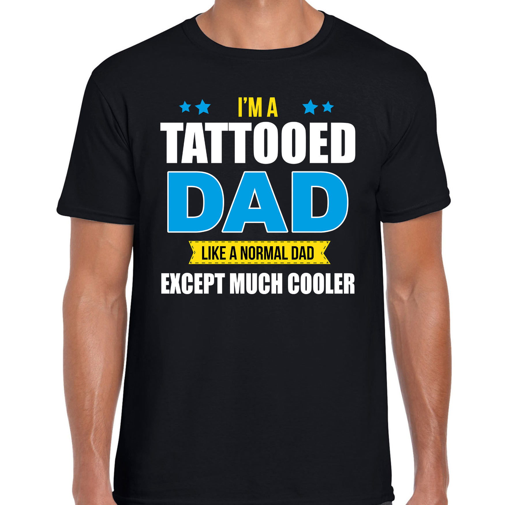 Tattooed dad normal except cooler cadeau t-shirt zwart voor heren Vaderdagscadeaus