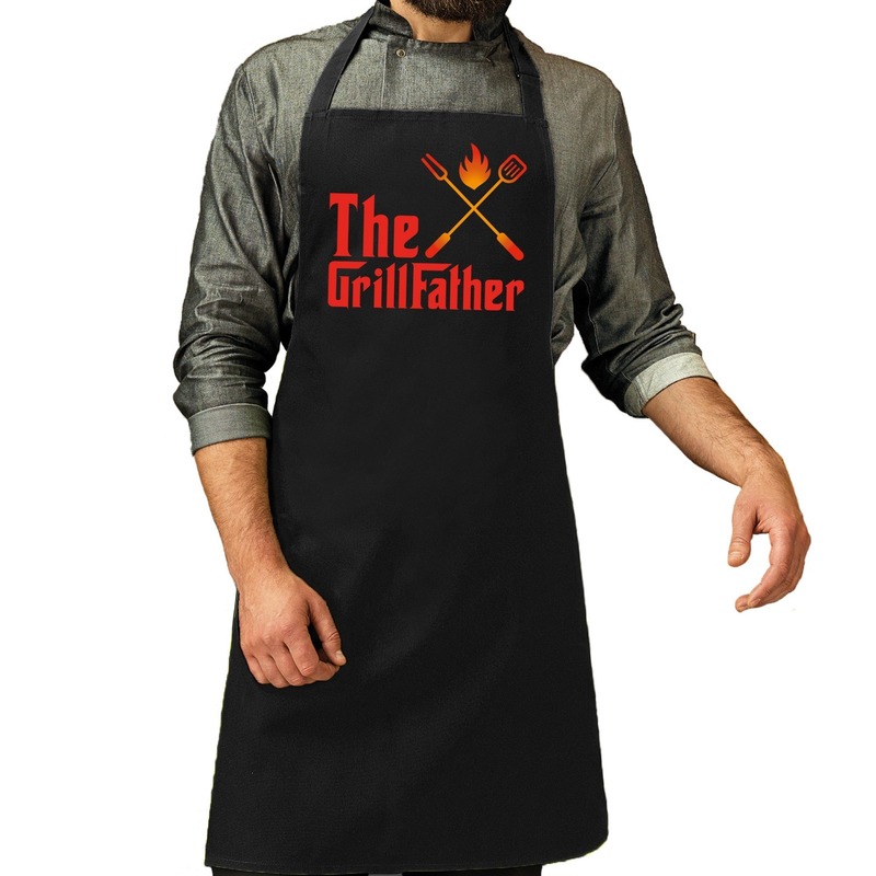 The GrillFather barbecue schort-keukenschort zwart voor heren