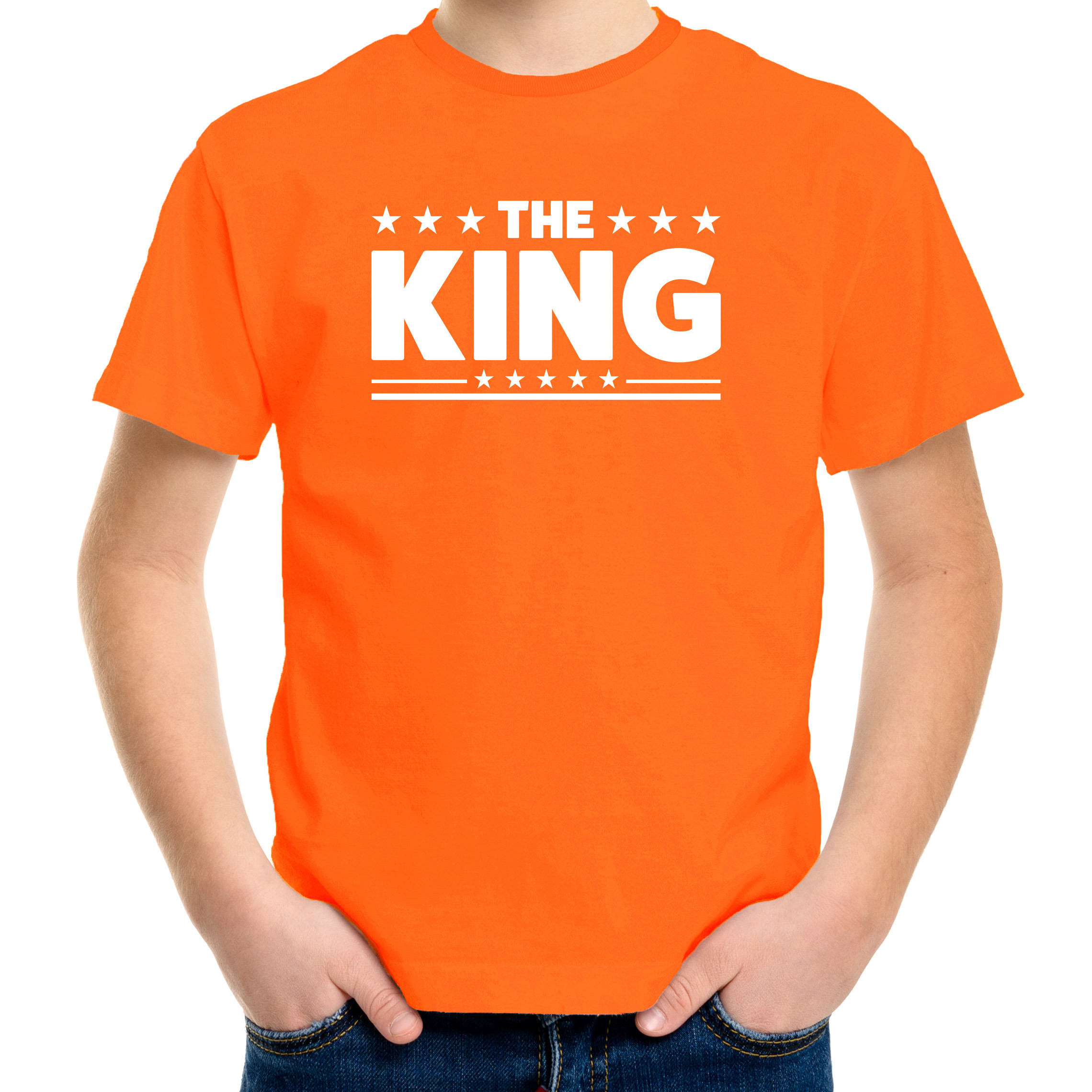 The King tekst t-shirt oranje kids