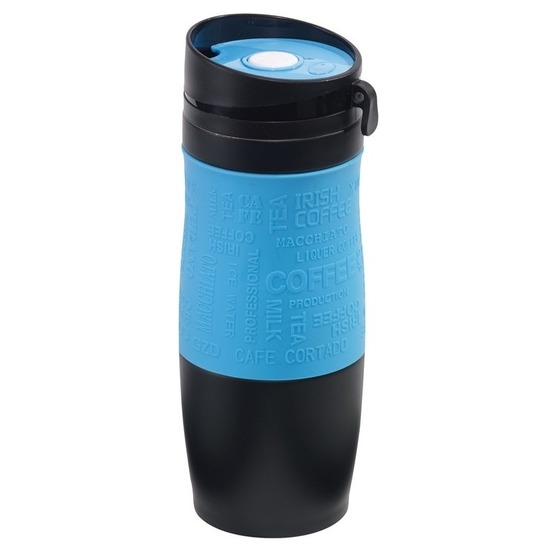 Thermo koffiebeker blauw-zwart 380 ml