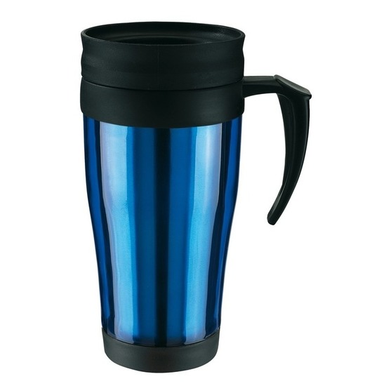 Thermo koffiebeker blauw-zwart 400 ml