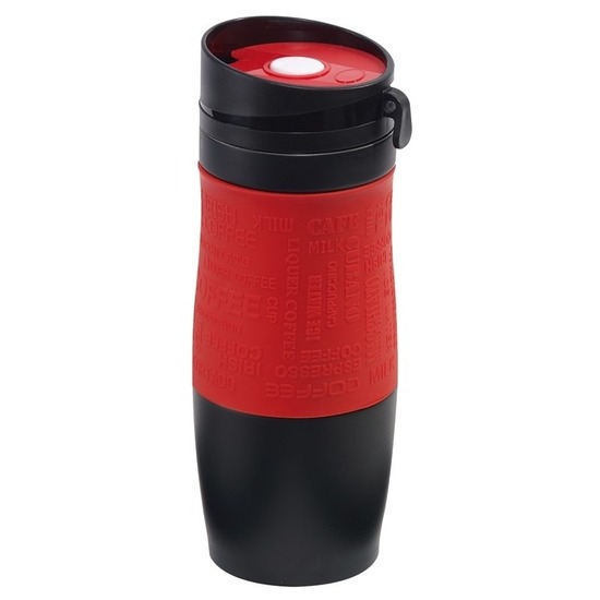 Thermo koffiebeker rood-zwart 380 ml