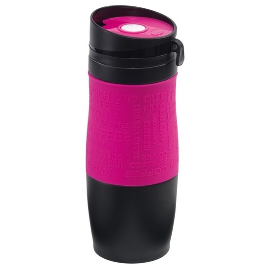 Thermo koffiebeker roze-zwart 380 ml