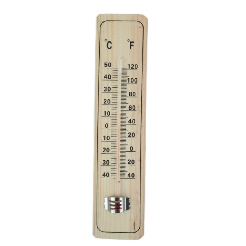 Thermometer binnen-buiten hout 22 cm
