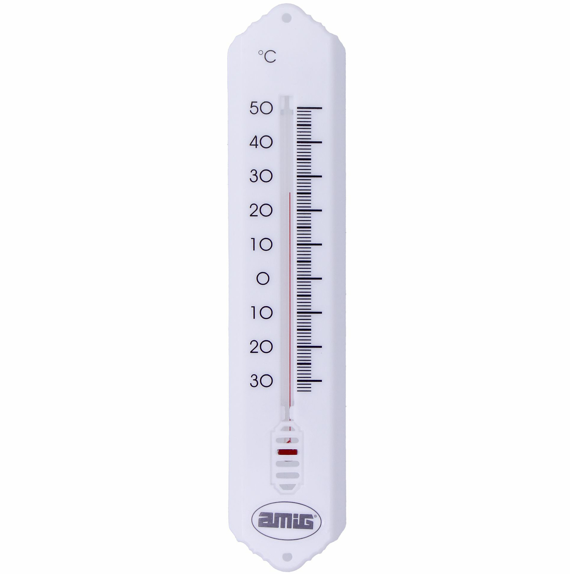 Thermometer binnen-buiten kunststof wit 19 x 5 cm
