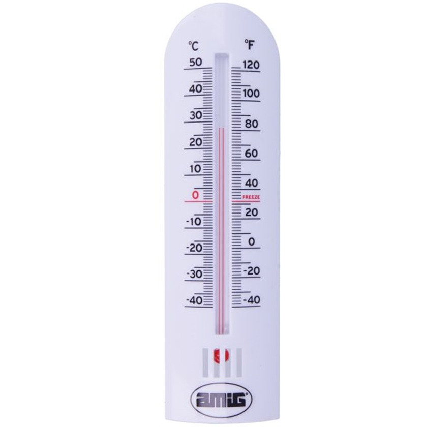 Thermometer binnen-buiten kunststof wit 30 x 6,5 cm Celsius-Fahrenheit