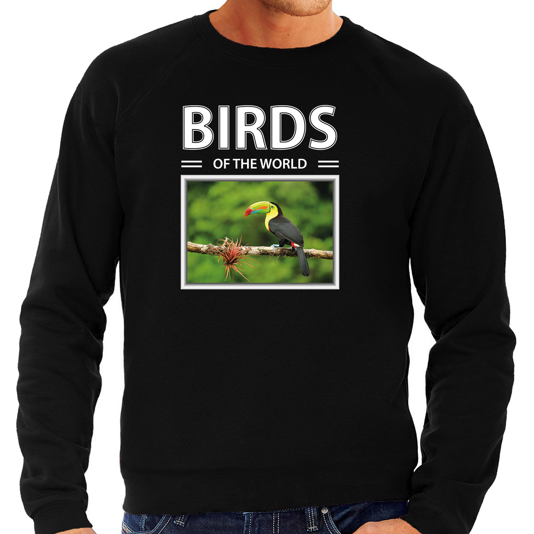 Toekans vogel sweater / trui met dieren foto birds of the world zwart voor heren