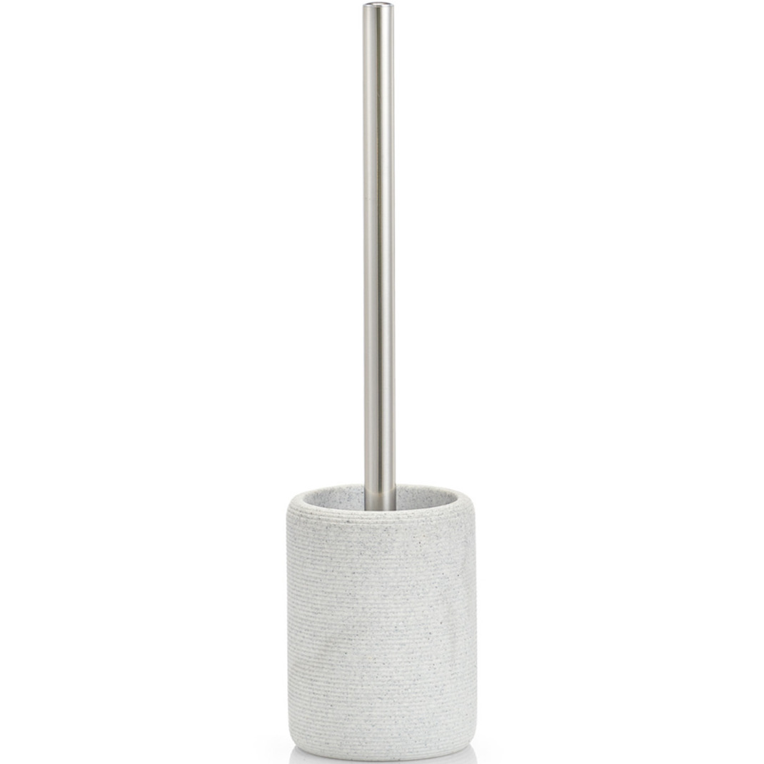 Toiletborstel met grijze gestreepte houder polyresin 36 cm