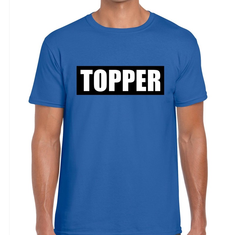Topper in kader t-shirt blauw heren