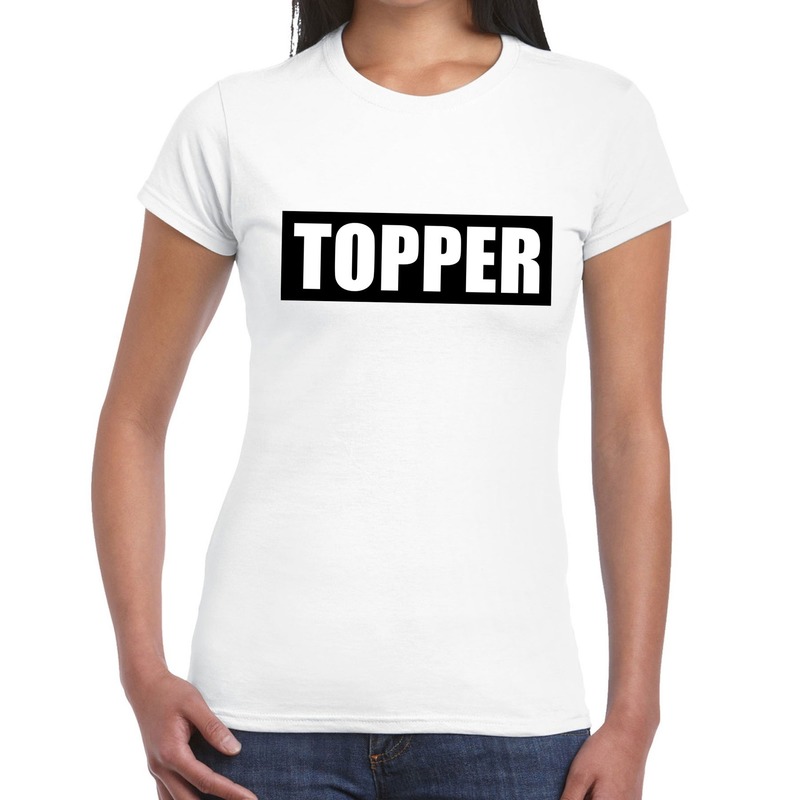 Topper in kader t-shirt wit dames