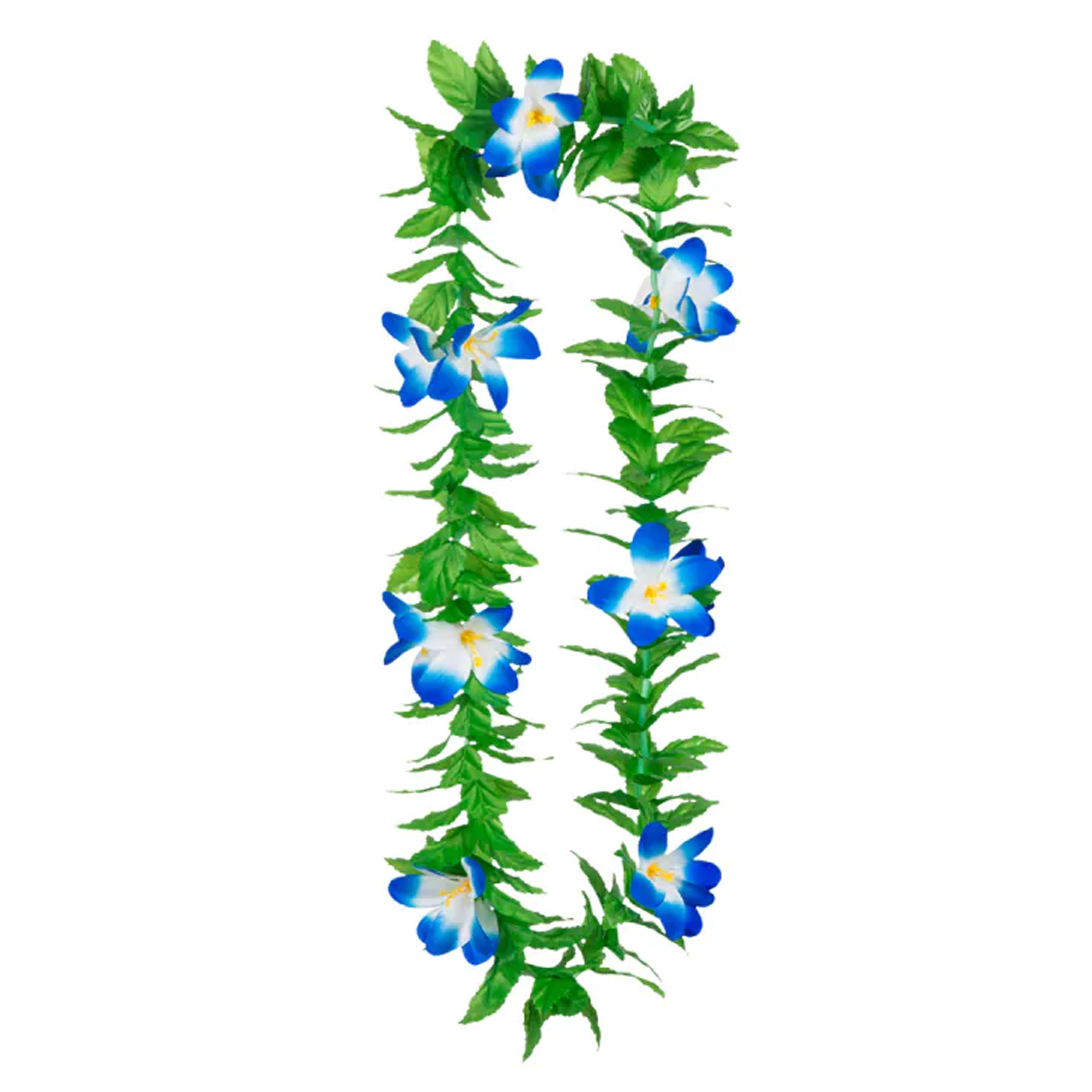 Toppers Hawaii krans-slinger Tropische kleuren mix groen-blauw Bloemen hals slingers