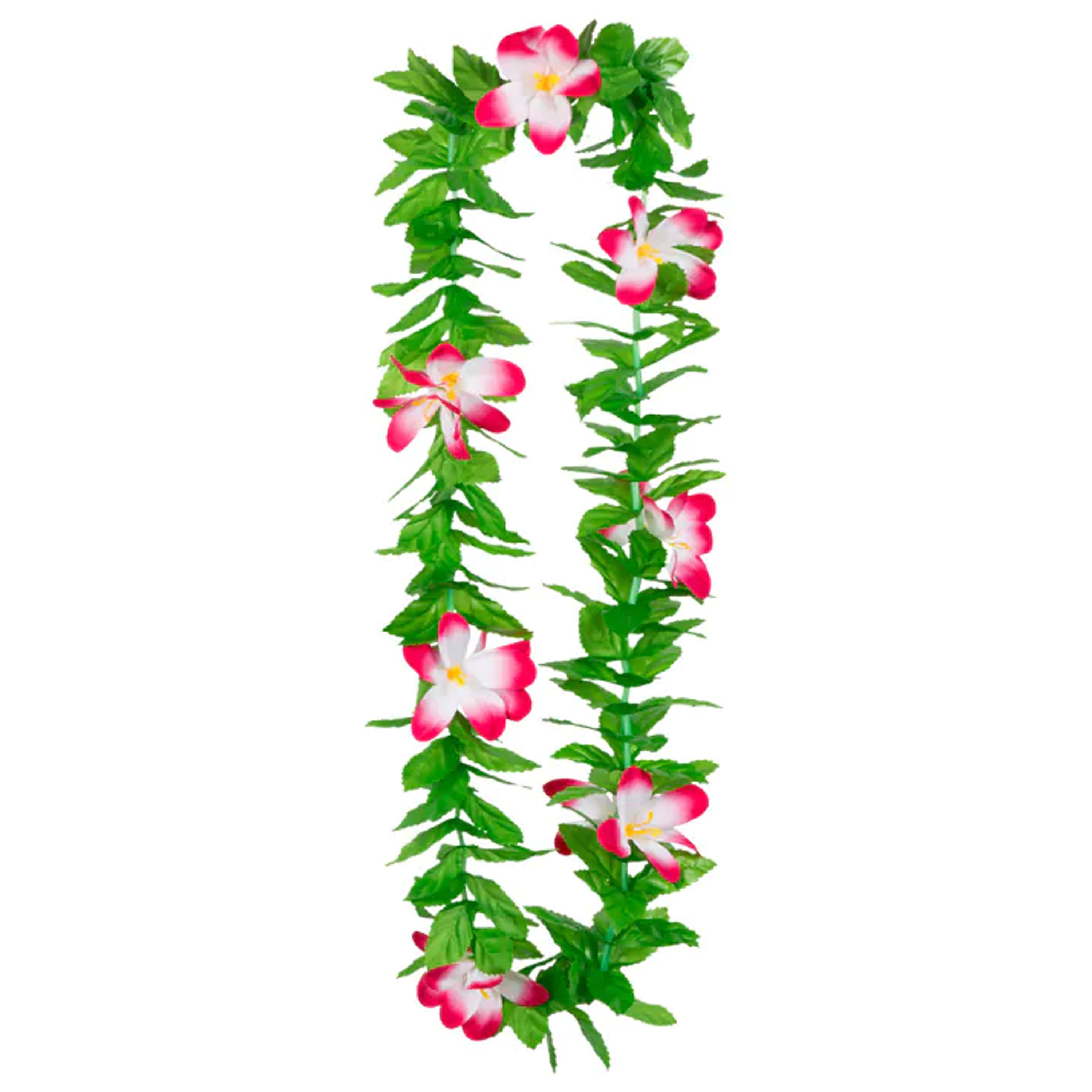 Toppers Hawaii krans-slinger Tropische kleuren mix groen-roze Bloemen hals slingers