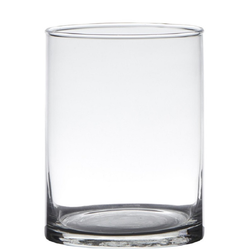 Transparante home-basics cylinder vorm vaas-vazen van glas 15 x 12 cm