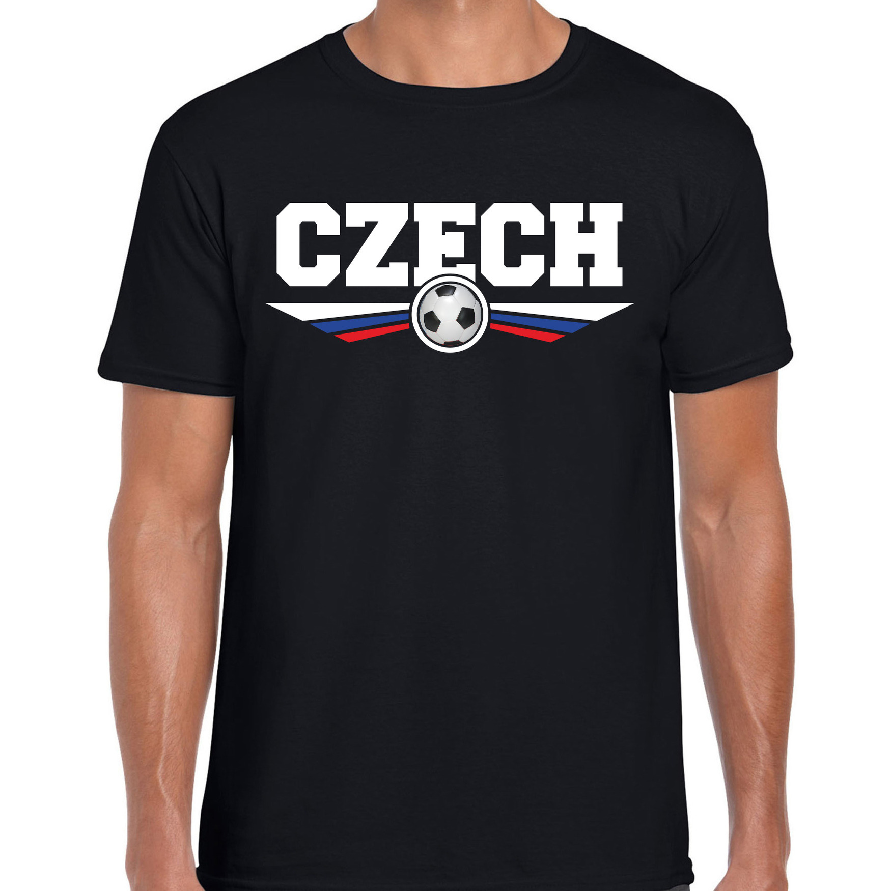 Tsjechie-Czech landen-voetbal t-shirt zwart heren