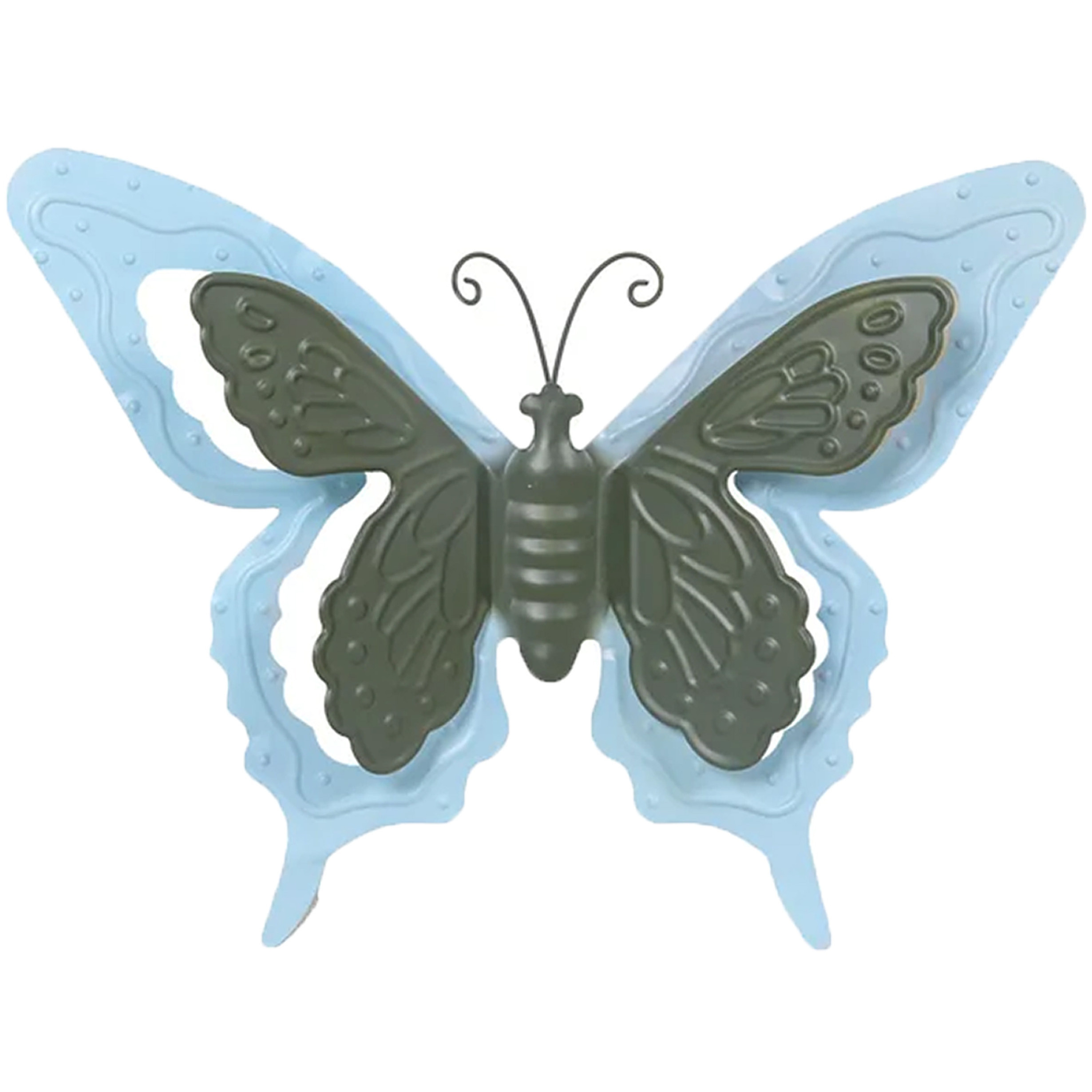 Tuin-schutting decoratie vlinder metaal blauw 36 x 27 cm