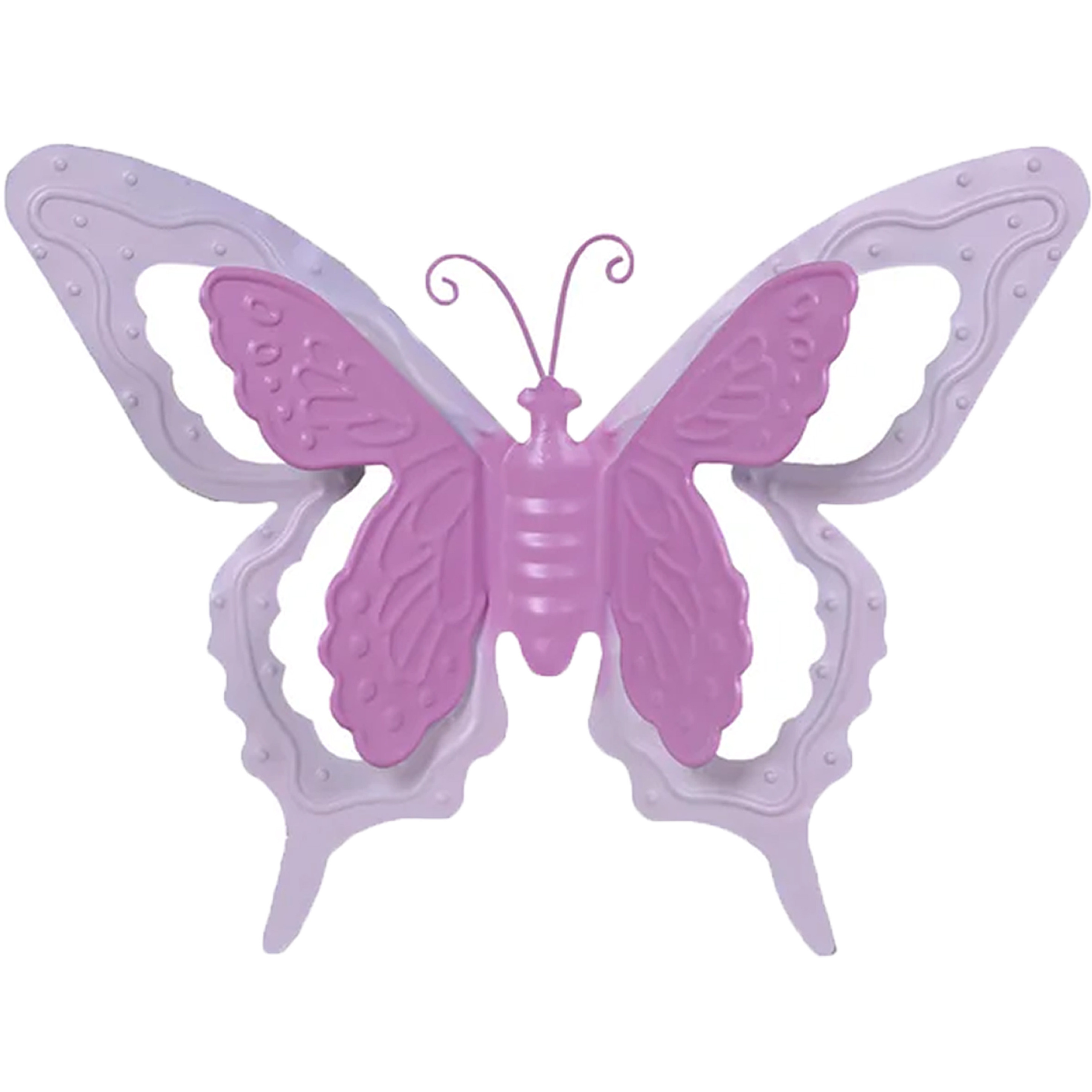Tuin-schutting decoratie vlinder metaal roze 46 x 34 cm extra groot