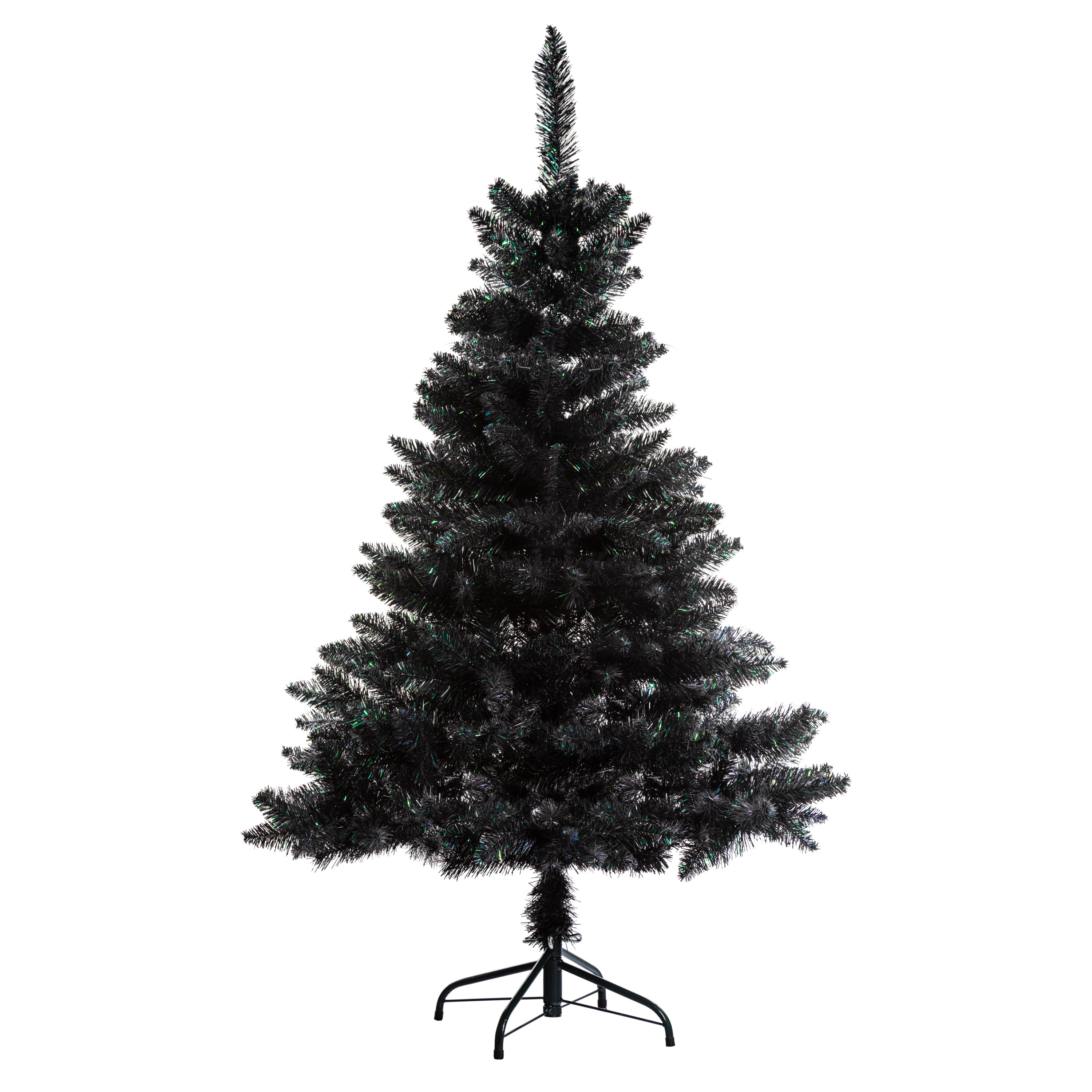 Tweedekans kunst kerstboom kunststof zwart met voet H180 cm