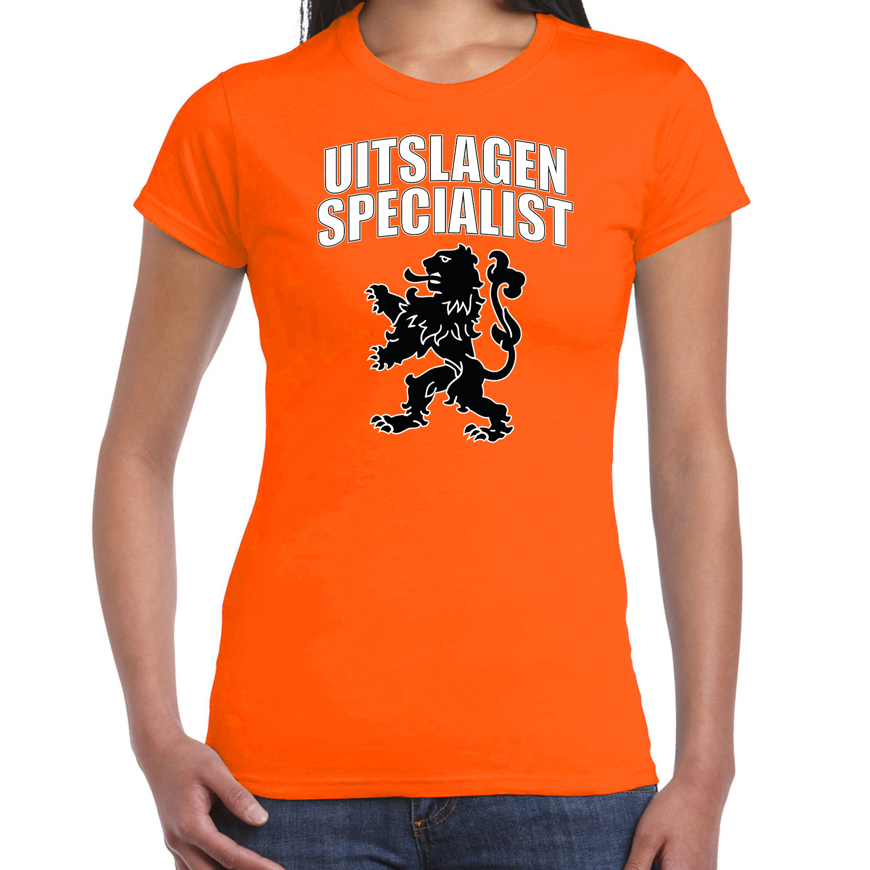 Uitslagen specialist met leeuw oranje t-shirt Holland-Nederland supporter EK- WK voor dames