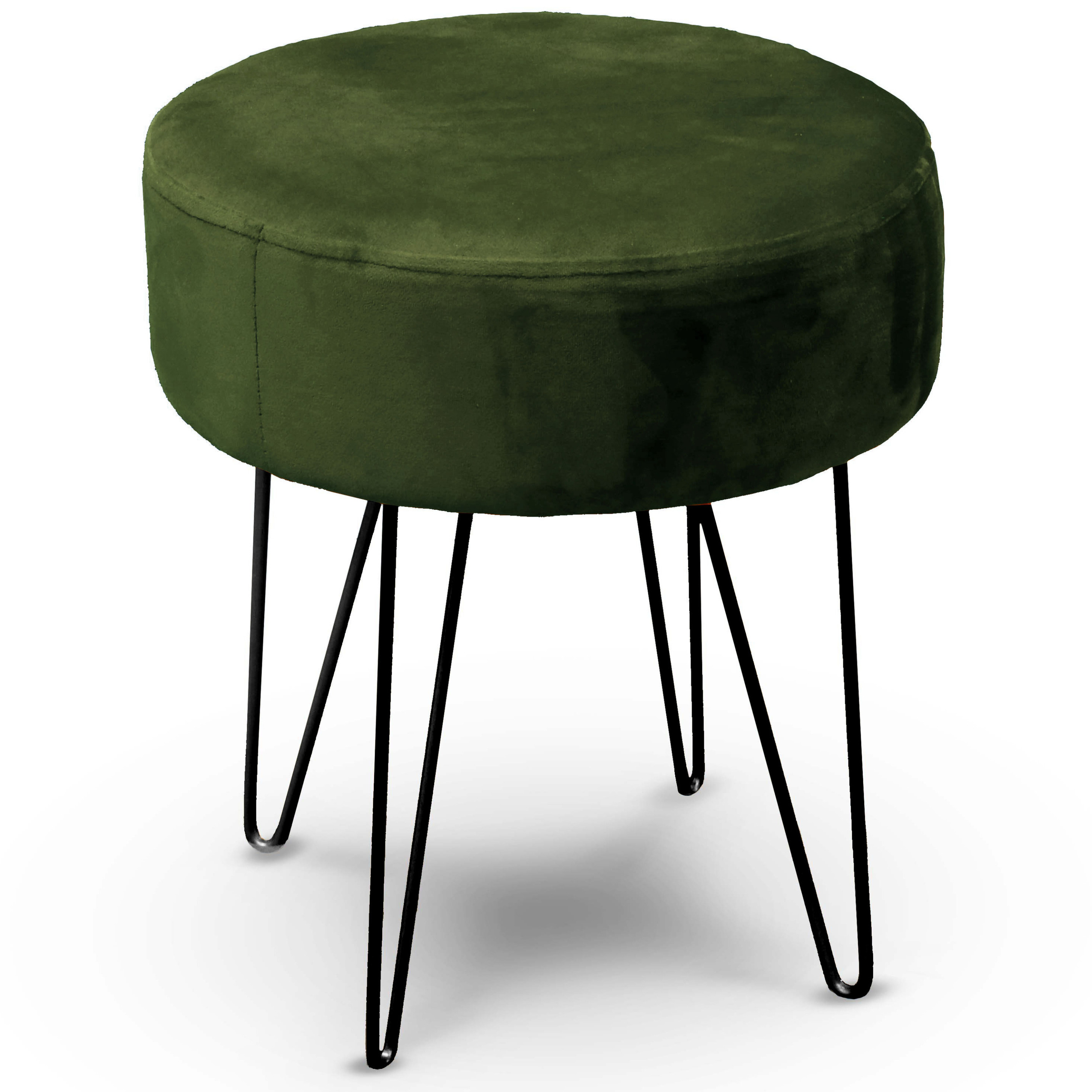 Velvet kruk Davy groen metaal-stof D35 x H40 cm bijzet stoeltjes